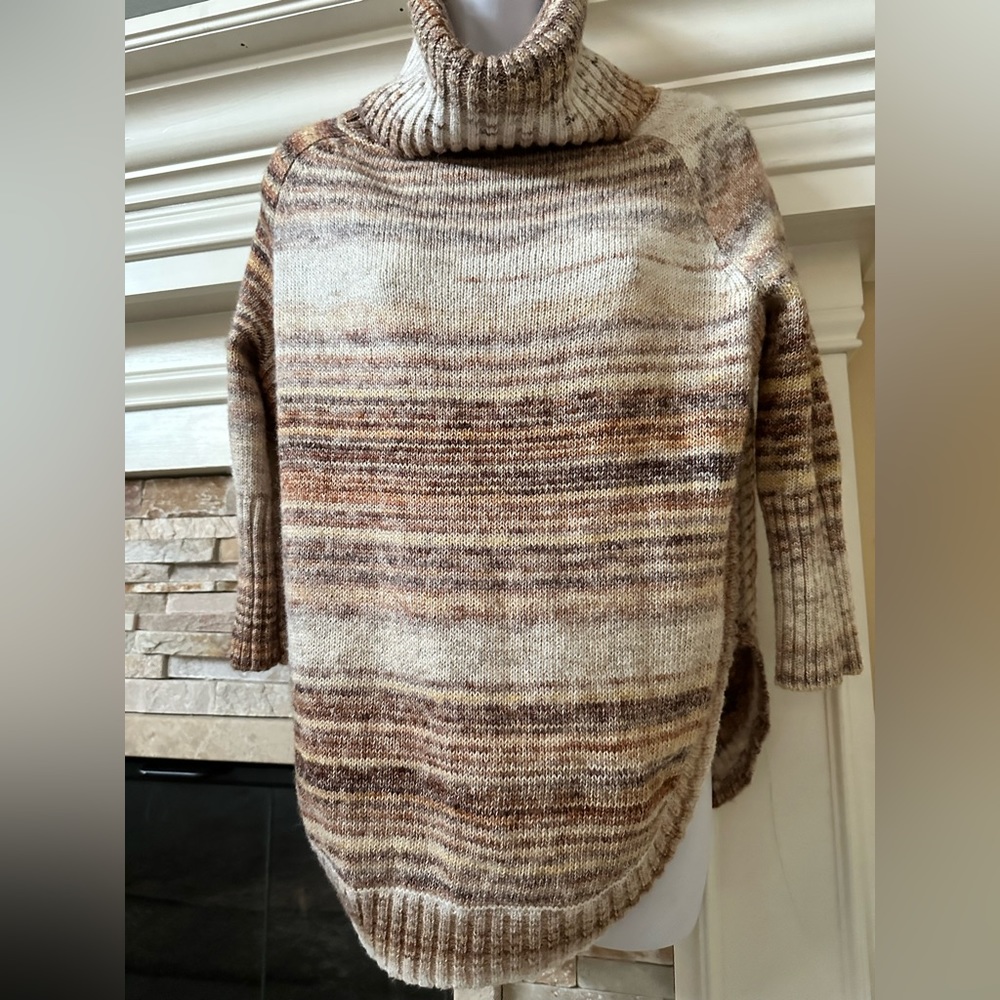 Ponsesa Sz S Striped Cowl Neck Knit Sweater Circle Hem Multi Women’s Sweater